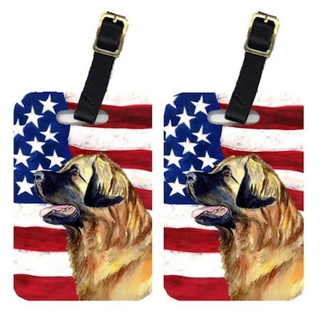 Carolines Treasures Carolines Treasures LH9032BT Pair Of USA American Flag With Leonberger Luggage Tags LH9032BT